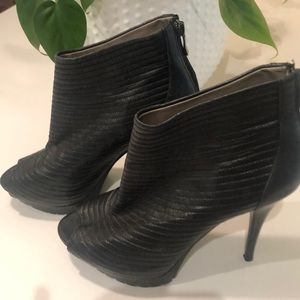 High heel black peep toe booties